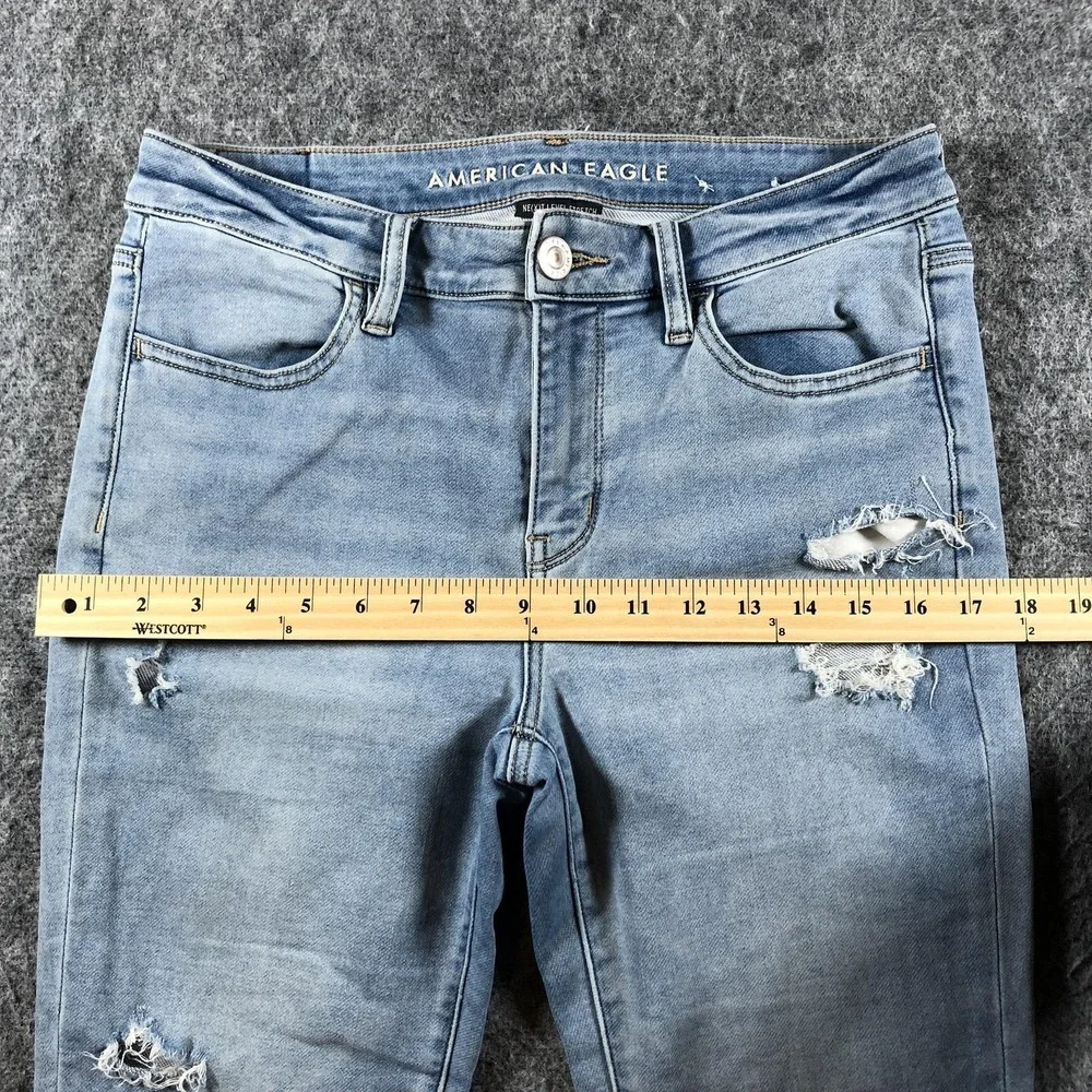 American Eagle Next Level Skinny Jeans Womens 8 Distressed Light‎ Wash